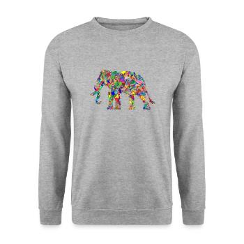 Elefant bunte Farbkleckse Geschenk Geschenkidee - Unisex Pullover - Weißgrau meliert - Vorne - Alina (178cm) & Michal (187cm)