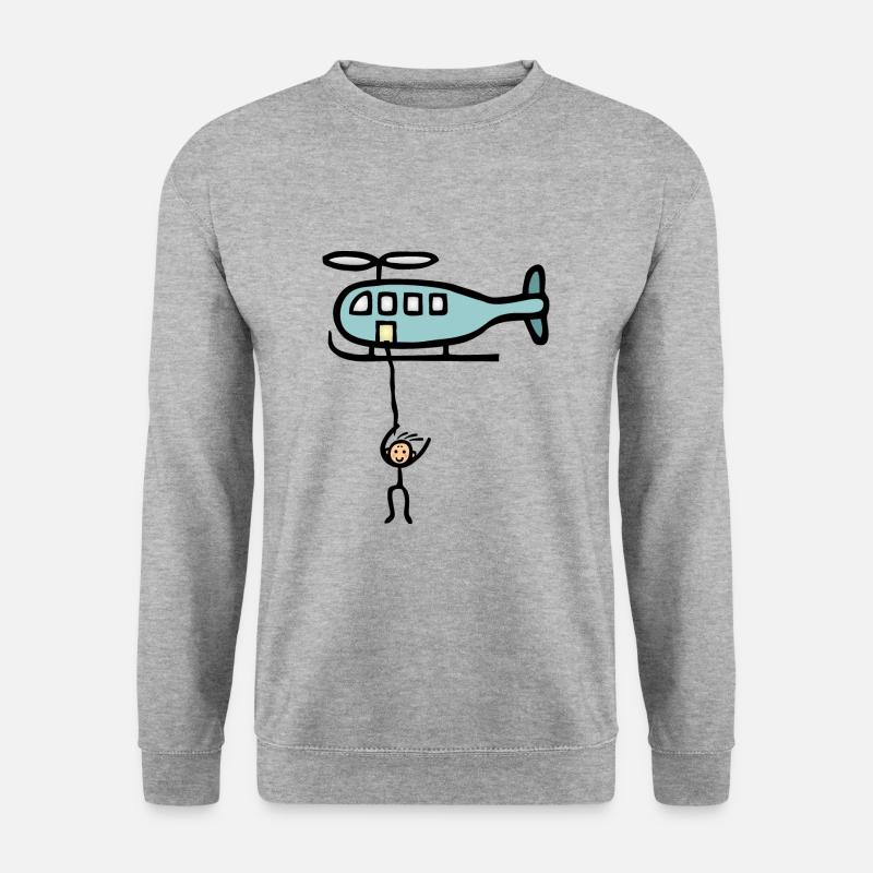 Abseilen Klettern am Hubschrauber - Unisex Pullover - Weißgrau meliert