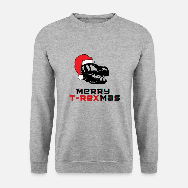 Merry T-Rexmas - Unisex Pullover - Weißgrau meliert