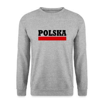 Polska - Unisex Pullover - Weißgrau meliert - Vorne - Alina (178cm) & Michal (187cm)