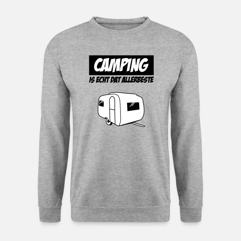 Camping Is Echt Dat Allerbeste - Unisex Pullover - Weißgrau meliert