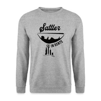 Sattler In Rente Rentner Ruhestand Sattlerei - Unisex Pullover - Weißgrau meliert - Vorne - Alina (178cm) & Michal (187cm)