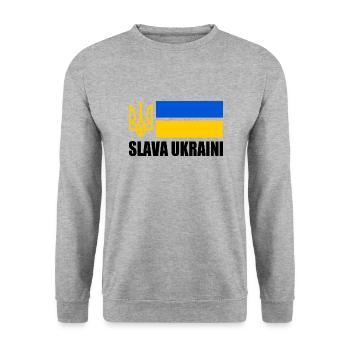 Slava ukraini - Unisex Sweatshirt - salt & pepper - Front - Alina (178cm) & Michal (187cm)
