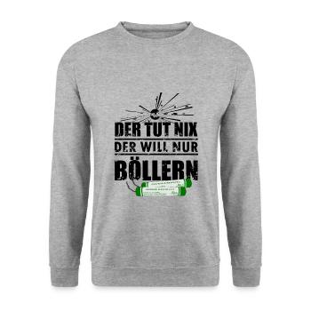 Pyro will Böllern an Silvester - Unisex Pullover - Weißgrau meliert - Vorne - Alina (178cm) & Michal (187cm)