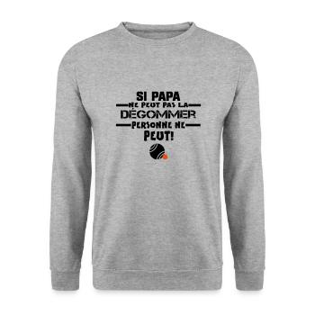 t shirt si papA ne peut pas la dégommer - Sweat-shirt Unisexe - gris chiné - Devant - Alina (178cm) & Michal (187cm)