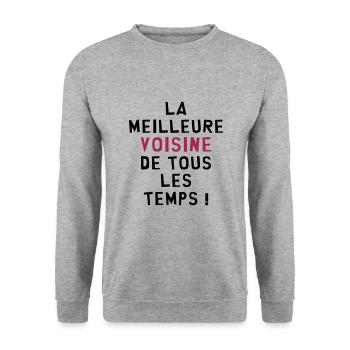 Voisin - Voisine - Fête de Voisins - Sweat-shirt Unisexe - gris chiné - Devant - Alina (178cm) & Michal (187cm)