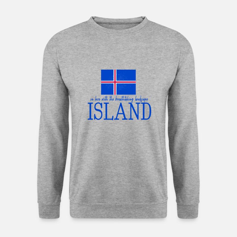 Island Iceland - Unisex Pullover - Weißgrau meliert
