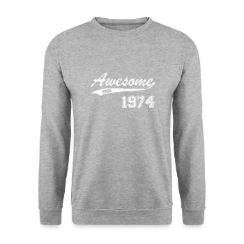 1974 T-Shirt Gift Idea Birthday Awesome - Unisex Sweatshirt - salt & pepper - Front - Alina (178cm) & Michal (187cm)