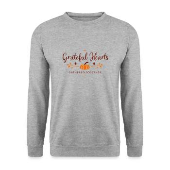 Grateful & Gathered – Thanksgiving Charm - Unisex Sweatshirt - salt & pepper - Front - Alina (178cm) & Michal (187cm)