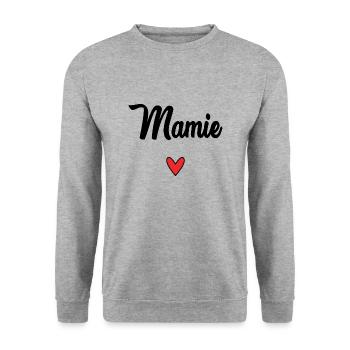 MAMIE. MAMAN. GRAND-MERE. FÊTE DES MÈRES - Sweat-shirt Unisexe - gris chiné - Devant - Alina (178cm) & Michal (187cm)