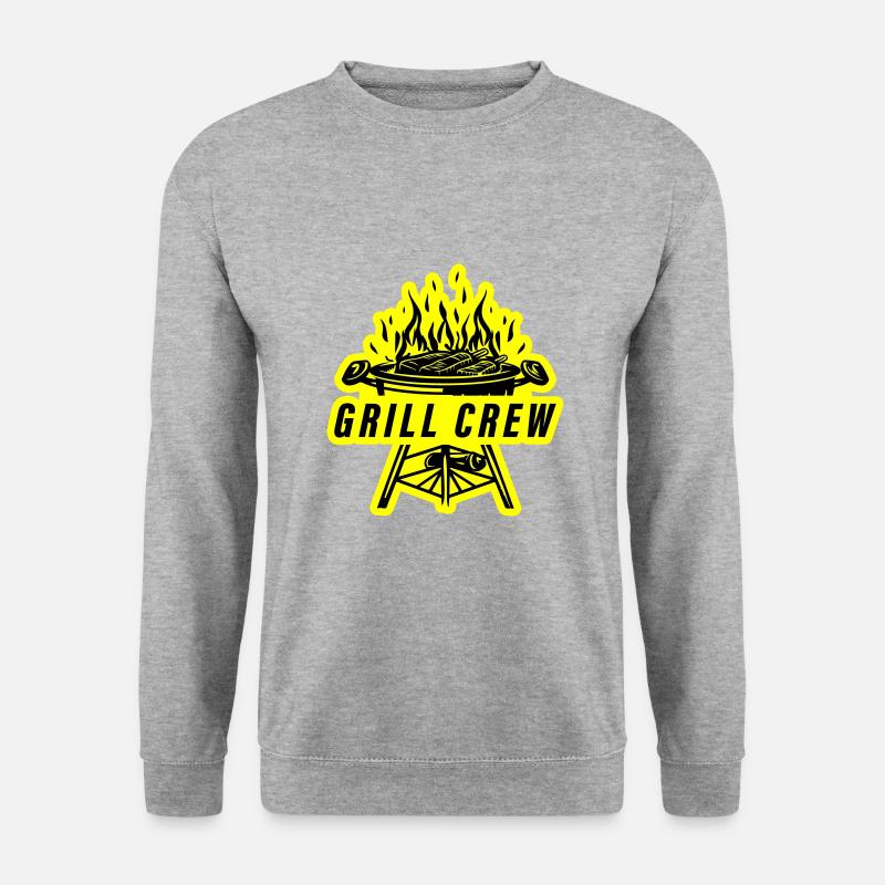 Grill Crew Grillen - Unisex Pullover - Weißgrau meliert