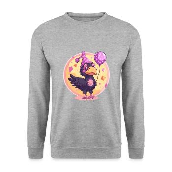 Raven Crow Bird Birthday Baby - Unisex Sweatshirt - salt & pepper - Front - Alina (178cm) & Michal (187cm)