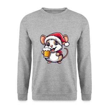 Souris Bière Noël Noël - Sweat-shirt Unisexe - gris chiné - Devant - Alina (178cm) & Michal (187cm)