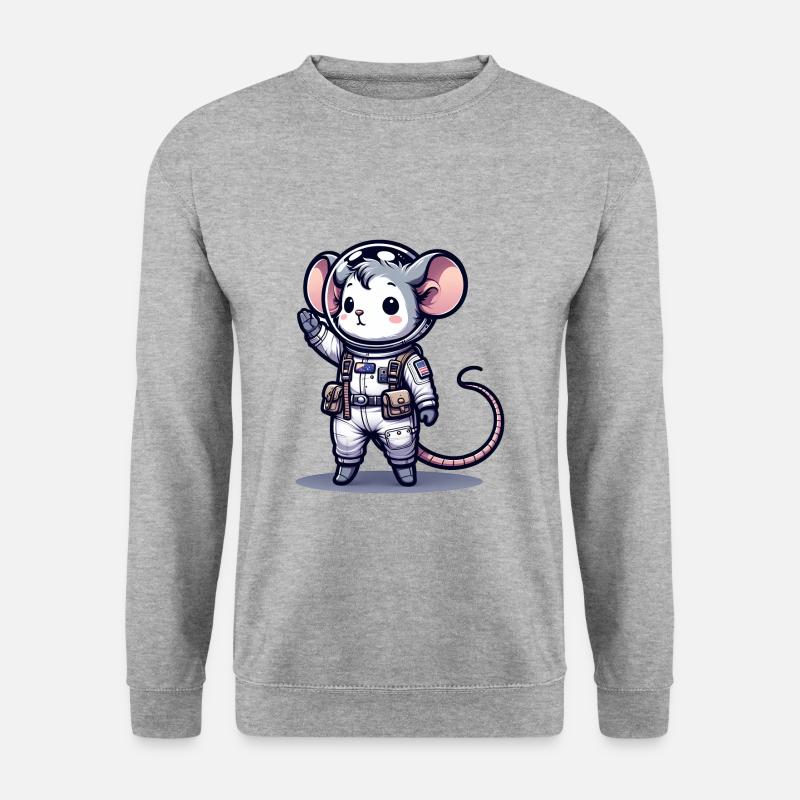 Cute Mouse Astronaut - Unisex Pullover - Weißgrau meliert