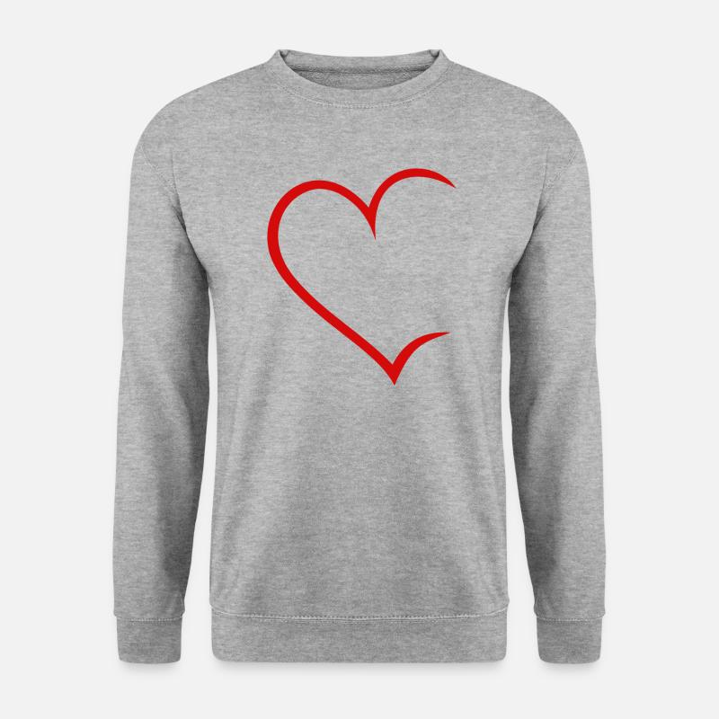 Herz - Unisex Pullover - Weißgrau meliert