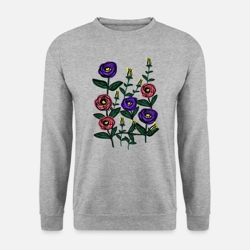 Lisianthusblüte - Unisex Pullover - Weißgrau meliert