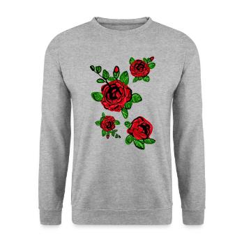 Red roses blossom - Unisex Sweatshirt - salt & pepper - Front - Alina (178cm) & Michal (187cm)