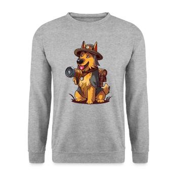German Shepherd The Explorer - Unisex Sweatshirt - salt & pepper - Front - Alina (178cm) & Michal (187cm)