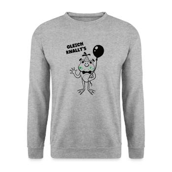 Gleich Knallt's Silvester Feuerwerk Knallfrosch - Unisex Pullover - Weißgrau meliert - Vorne - Alina (178cm) & Michal (187cm)