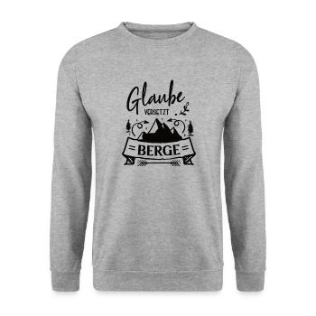 Glaube Versetzt Berge Kirche Christen Religion - Unisex Pullover - Weißgrau meliert - Vorne - Alina (178cm) & Michal (187cm)