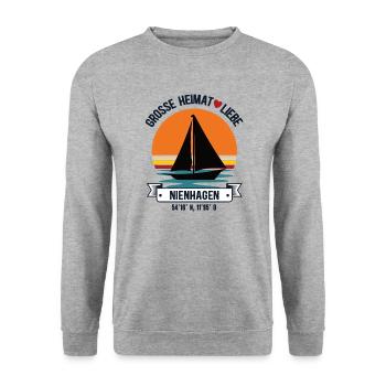 Nienhagen Heimat Mecklenburg Vorpommern Ostsee - Unisex Pullover - Weißgrau meliert - Vorne - Alina (178cm) & Michal (187cm)