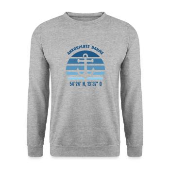 Dahme Ankerplatz Ostsee Küste Koordinaten Anker - Unisex Pullover - Weißgrau meliert - Vorne - Alina (178cm) & Michal (187cm)