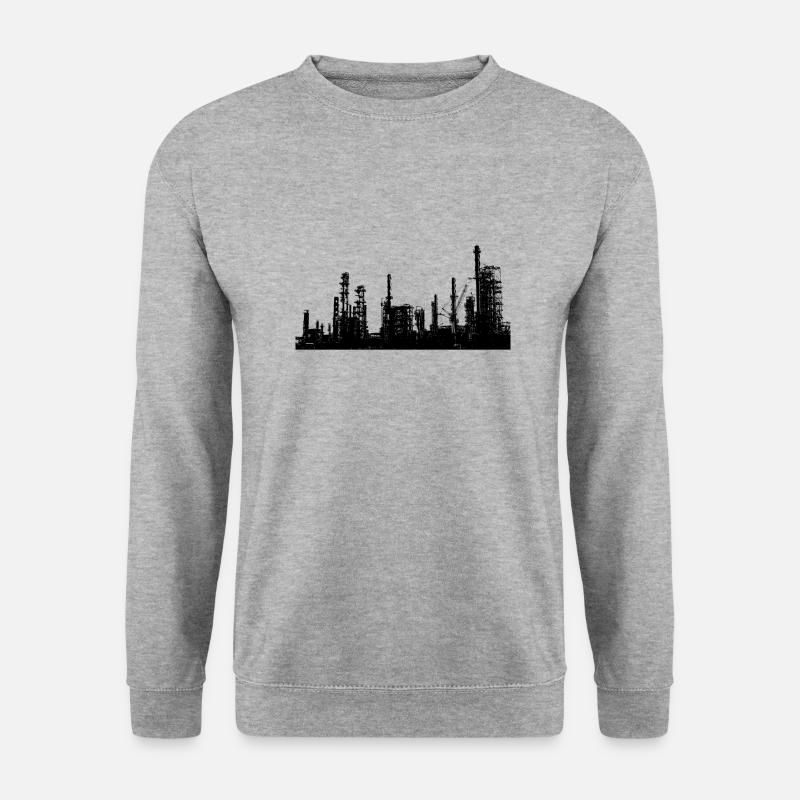 Öl Raffinerie Industrie - Unisex Pullover - Weißgrau meliert