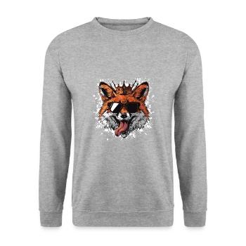 Fuchs Comic - Unisex Pullover - Weißgrau meliert - Vorne - Alina (178cm) & Michal (187cm)