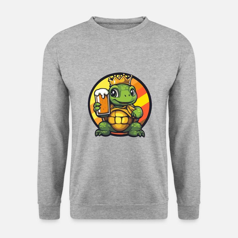 Schildkröte Bier Comic - Unisex Pullover - Weißgrau meliert