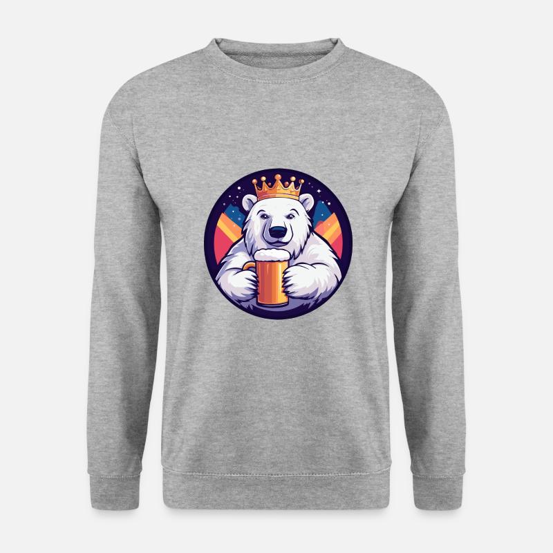 Eisbär Bier Comic - Unisex Pullover - Weißgrau meliert