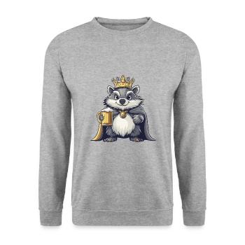 Hérisson Bière Drôle - Sweat-shirt Unisexe - gris chiné - Devant - Alina (178cm) & Michal (187cm)