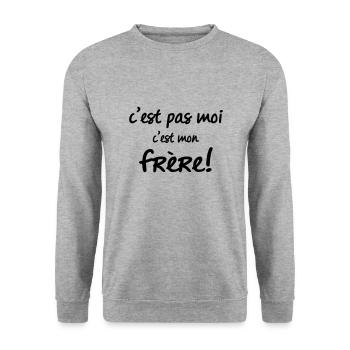 c'est pas moi c mon frère - Sweat-shirt Unisexe - gris chiné - Devant - Alina (178cm) & Michal (187cm)
