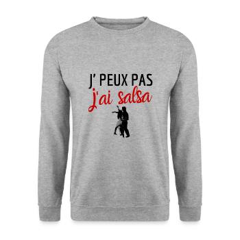 Je peux pas j'ai salsa humour - Sweat-shirt Unisexe - gris chiné - Devant - Alina (178cm) & Michal (187cm)