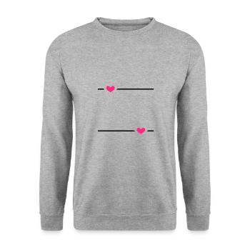 Linie Herz Strich Ornament - Unisex Pullover - Weißgrau meliert - Vorne - Alina (178cm) & Michal (187cm)