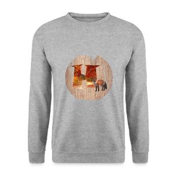 h herbstwald mit fuchs - Unisex Pullover - Weißgrau meliert - Vorne - Alina (178cm) & Michal (187cm)