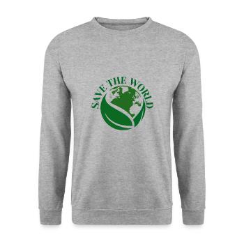 SAVE THE WORLD - Sweat-shirt Unisexe - gris chiné - Devant - Alina (178cm) & Michal (187cm)