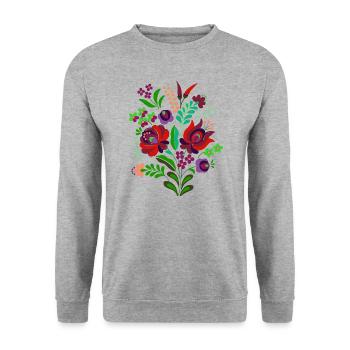 ungarische blumen, blumen, paprika. chilli,ungarn - Unisex Pullover - Weißgrau meliert - Vorne - Alina (178cm) & Michal (187cm)