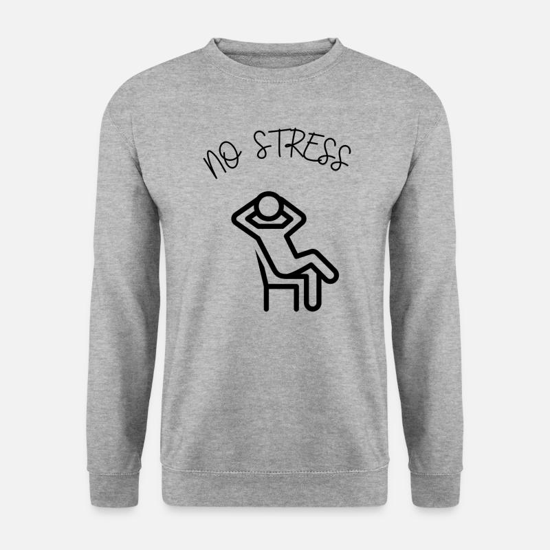 NO Stress Design Relax Humor - Unisex Pullover - Weißgrau meliert