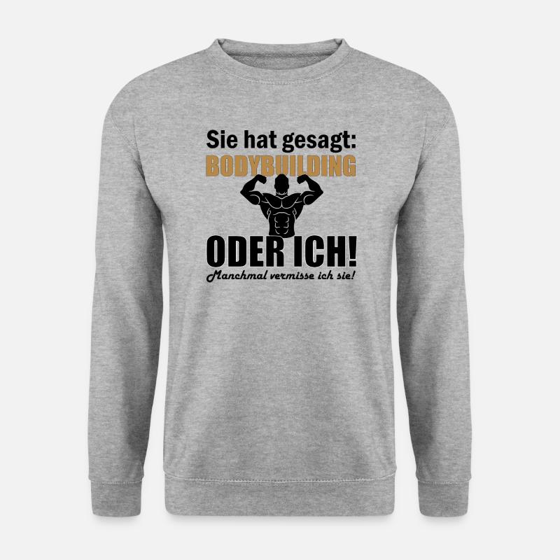 Bodybuilding - Unisex Pullover - Weißgrau meliert