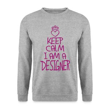 Gardez calm Designer cool cadeau de designer - Sweat-shirt Unisexe - gris chiné - Devant - Alina (178cm) & Michal (187cm)