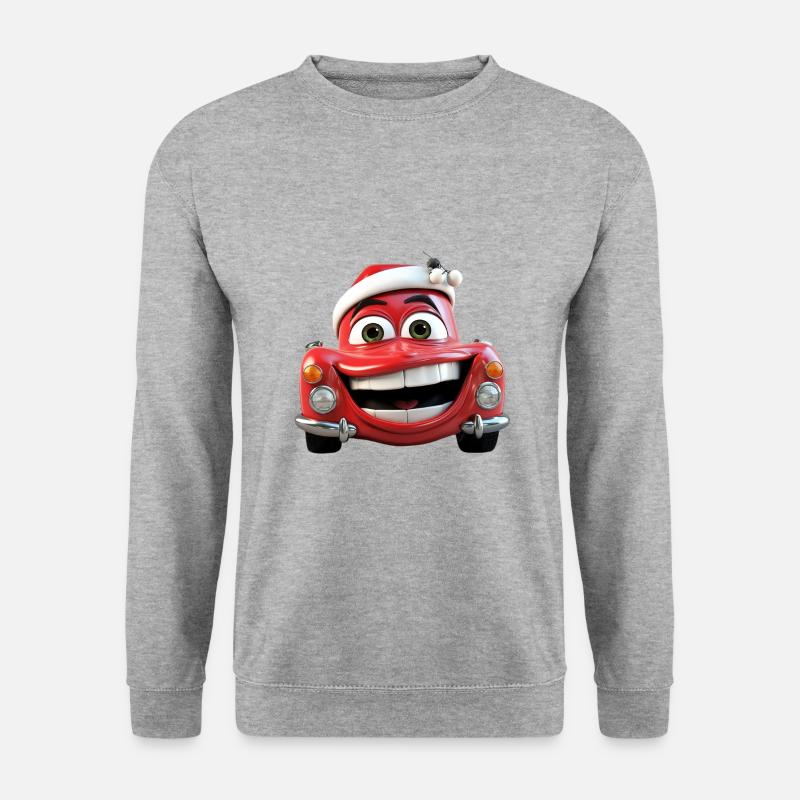 Roter Weihnachtswagen - Unisex Pullover - Weißgrau meliert