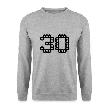 30. 30 ANS. 30e ANNIVERSAIRE. ANNIVERSAIRE 30 ANS. - Sweat-shirt Unisexe - gris chiné - Devant - Alina (178cm) & Michal (187cm)