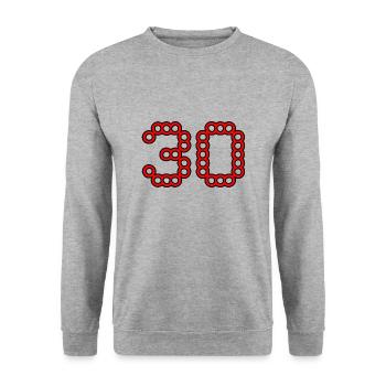 30. 30 YEARS. 30th ANNIVERSARY. 30 YEARS ANNIVERSARY. - Unisex Sweatshirt - salt & pepper - Front - Alina (178cm) & Michal (187cm)