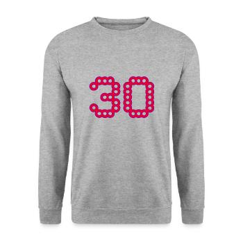 30. 30 YEARS. 30th ANNIVERSARY. 30 YEARS ANNIVERSARY. - Unisex Sweatshirt - salt & pepper - Front - Alina (178cm) & Michal (187cm)