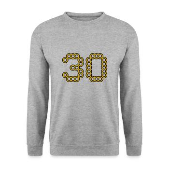 30. 30 ANS. 30e ANNIVERSAIRE. ANNIVERSAIRE 30 ANS. - Sweat-shirt Unisexe - gris chiné - Devant - Alina (178cm) & Michal (187cm)