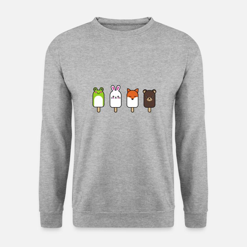Eis mit Tiergesichtern - Unisex Pullover - Weißgrau meliert