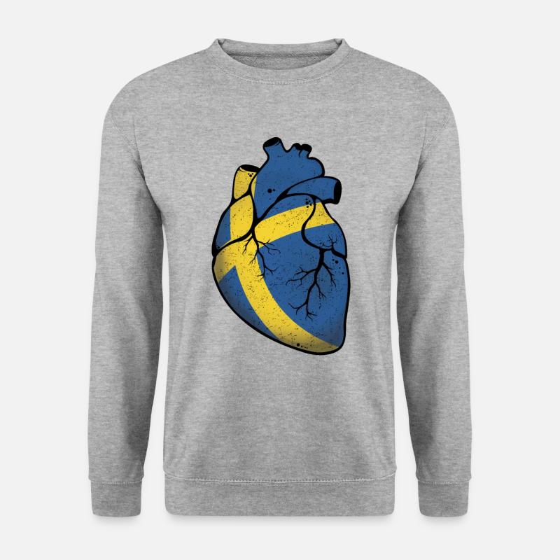 Schweden Herz - Unisex Pullover - Weißgrau meliert