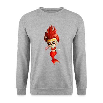The Day of The Dead Mermaid Catrina Hoodies & - Unisex Sweatshirt - salt & pepper - Front - Alina (178cm) & Michal (187cm)
