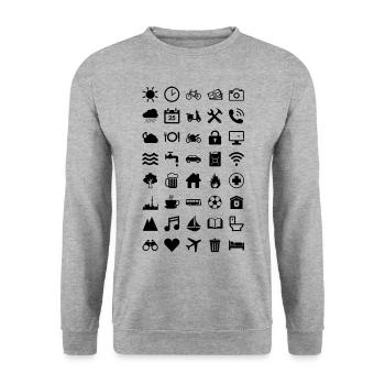 Travel Icons - Unisex Sweatshirt - salt & pepper - Front - Alina (178cm) & Michal (187cm)
