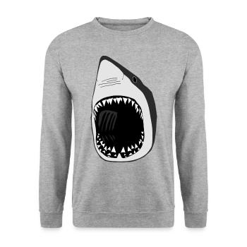 hai weisser weisser shark wal fisch tauchen gebiss - Unisex Pullover - Weißgrau meliert - Vorne - Alina (178cm) & Michal (187cm)